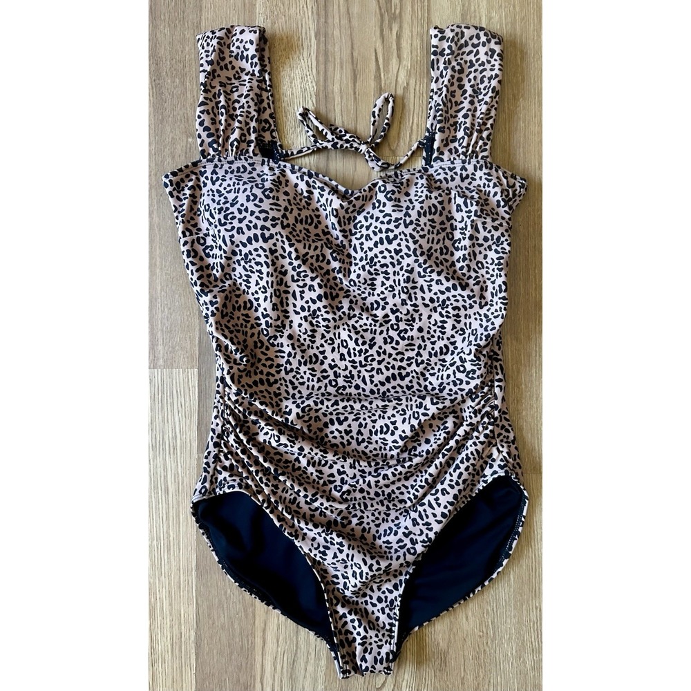 Womens Janela Bay One Piece Swimsuit Leopard Print Large
